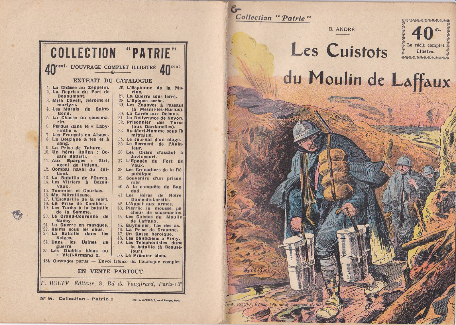 Collection Patrie - Les cuistots du Moulin Laffaux- N°44-EO - 1918  TBE André