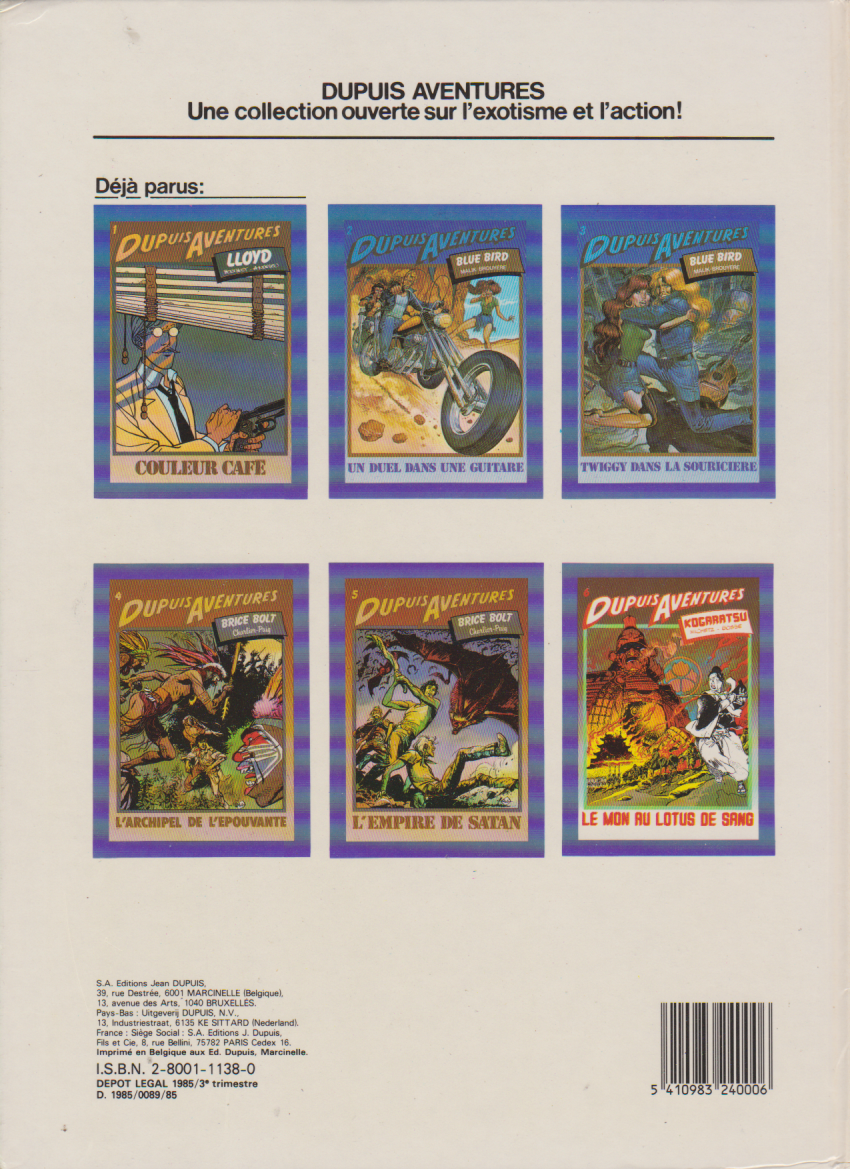 BD Alain Brisant  - s.o.s Bagarreur -N°7 -Dupuis Aventures - EO-2000-TBE-Follet