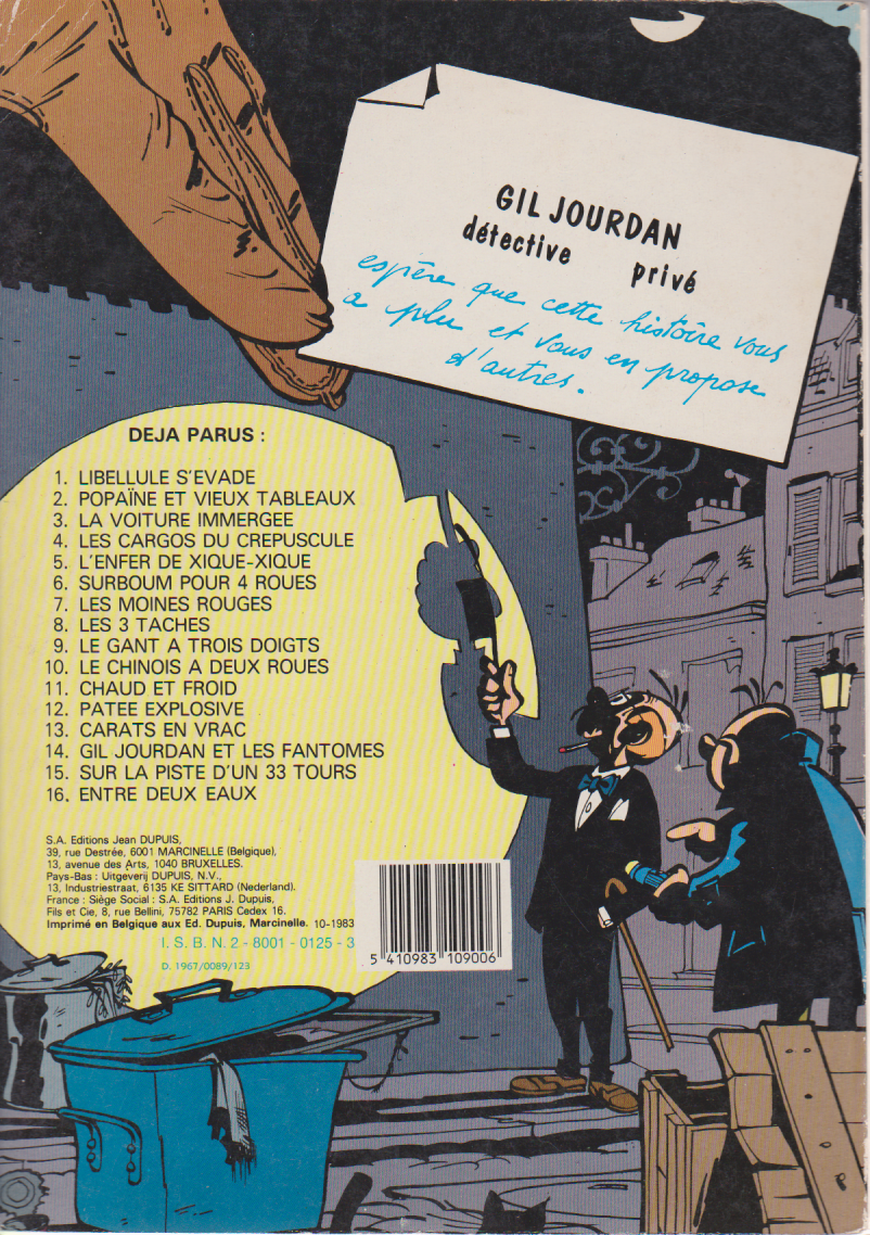 BD Gil Jourdan- Le chinois à 2 roues - N°10- RE- Broché-1983 -TBE- Tillieux