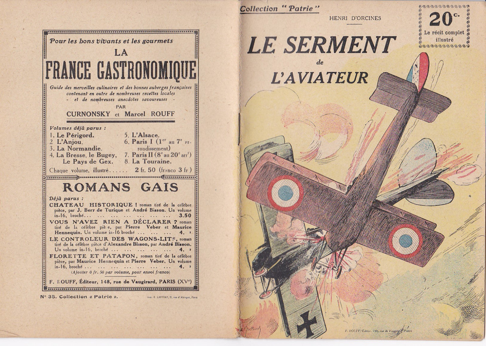 Collection Patrie - Le serment de l'Aviateur - N°35-EO - 1917  TBE D'Orcines