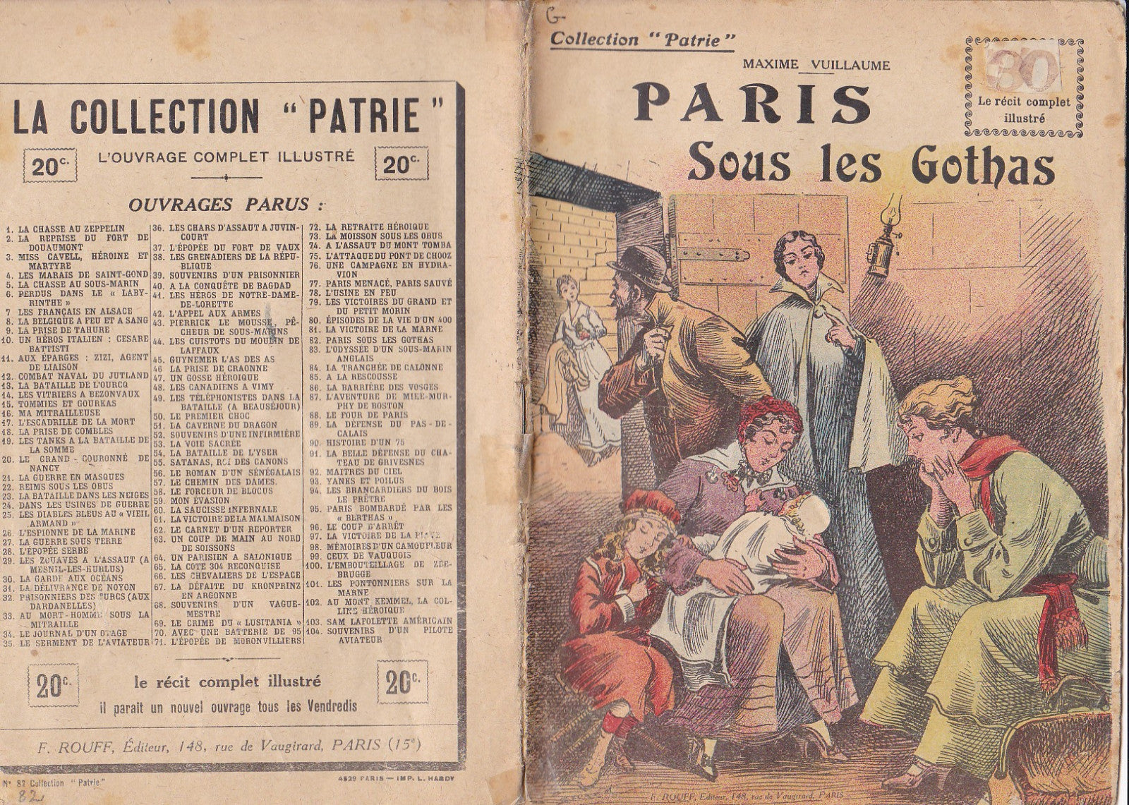 Patrie Collection - PARIS under the Gothas - No. 82-EO - 1918 VGC Vuillaume