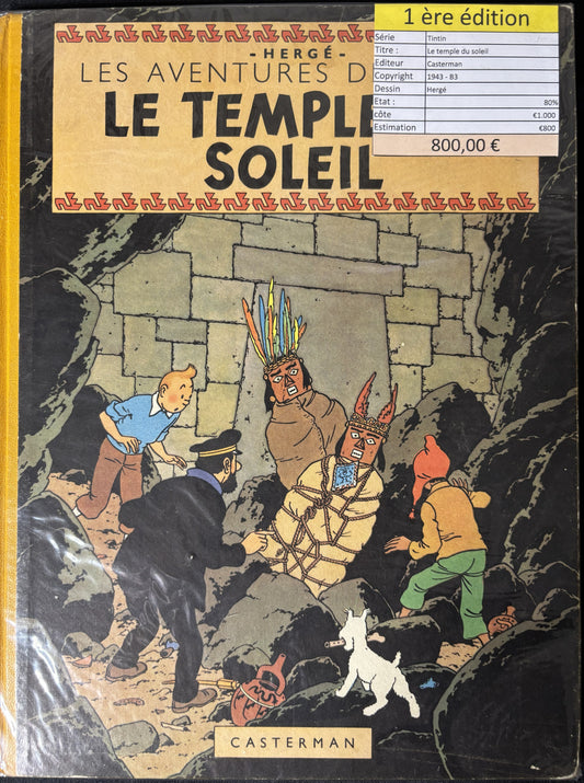 Bd Tintin - Le temple du soleil - Hergé - EO - 1943 - TBE - Casterman